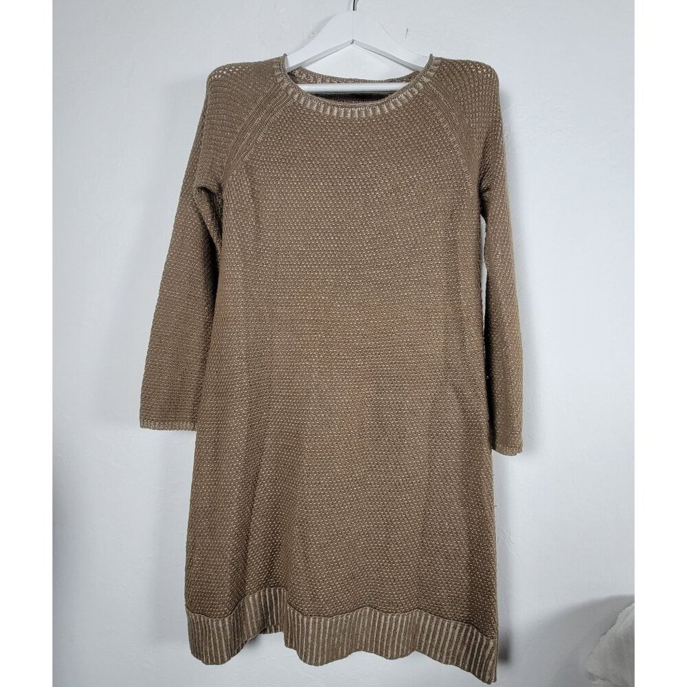 J. Jill Womens Brown Knitted Sweater Dress XS Wool Blend Pullover Long Sleeve